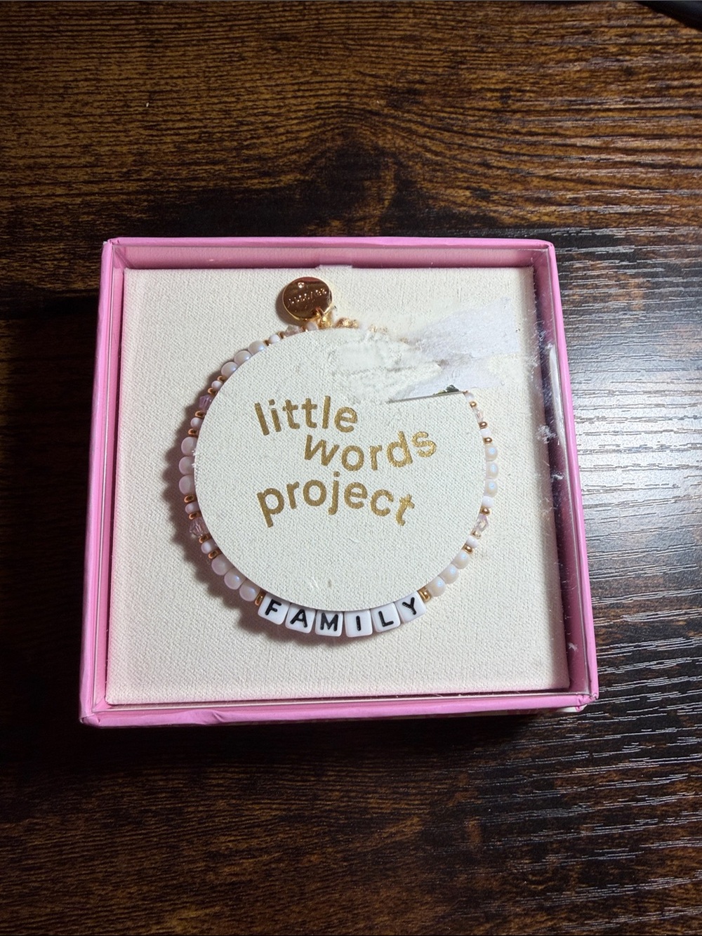 Little Words Project Pink Beaded 'FAMILY' Bracelet